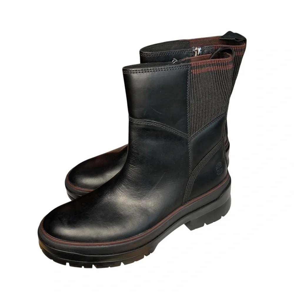 TIMBERLAND Black Leather Ankle Boots with Rugged Sole‎ – Size 8.5